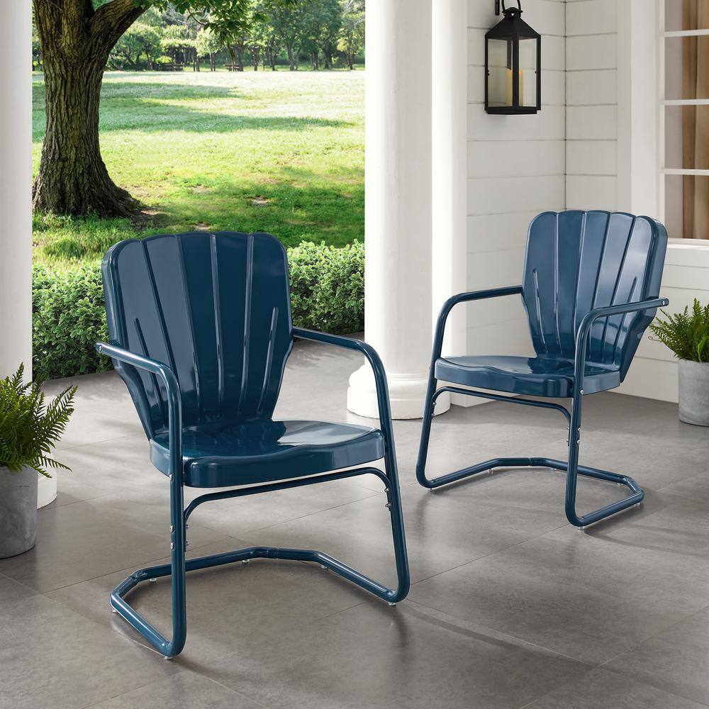 Alt View 9. Crosley Furniture - Ridgeland 2Pc Retro Outdoor Chair Set - 2 Chairs - Navy Gloss.