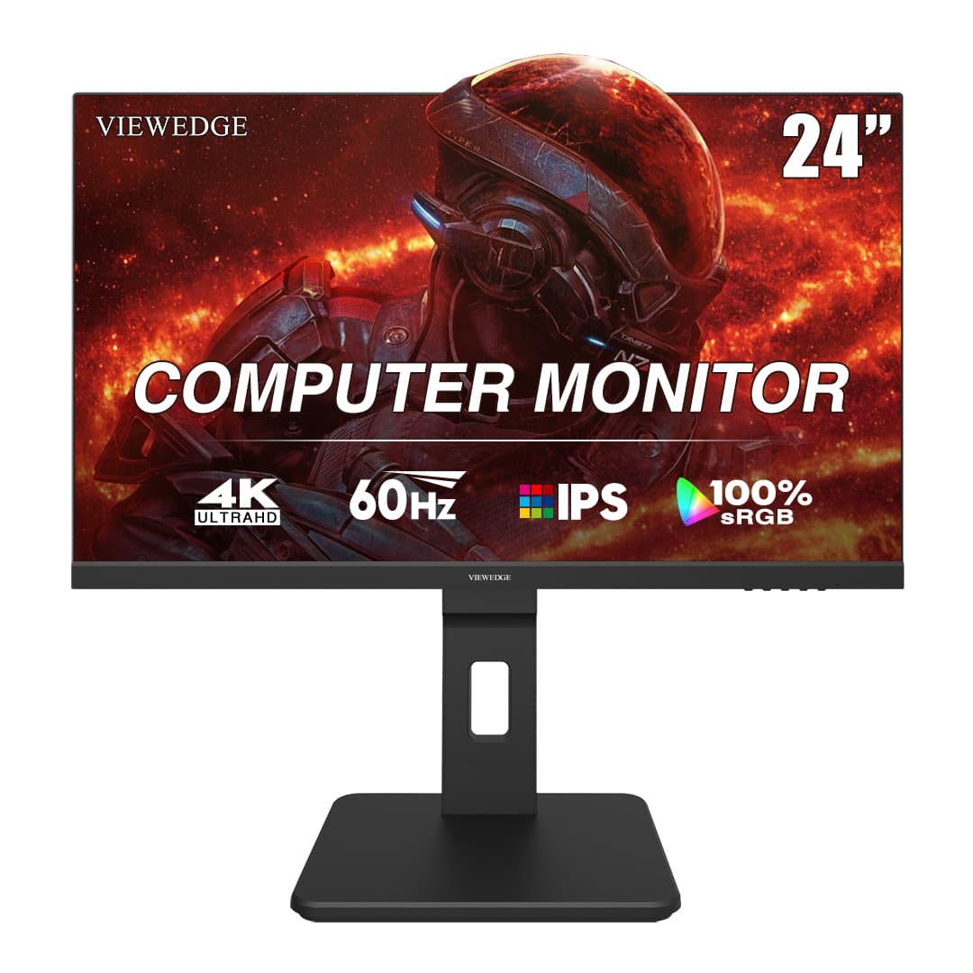 Viewedge - 24 Inch Gaming Monitor 4K 60hz, IPS 5ms 2160p 110% sRGB, Type C,HDMI & DP Port, Built-in Speakers - Black