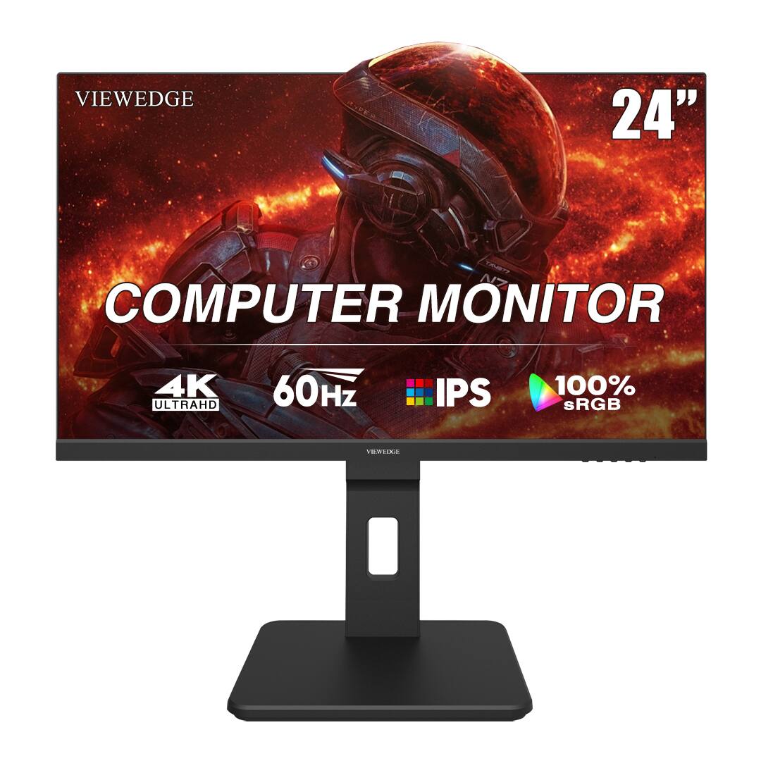 Front. Viewedge - Viewedge 24 Inch Gaming Monitor 4K 60hz, IPS 5ms 2160p 110% sRGB, Type C,HDMI & DP Port, Built-in Speakers - Black.