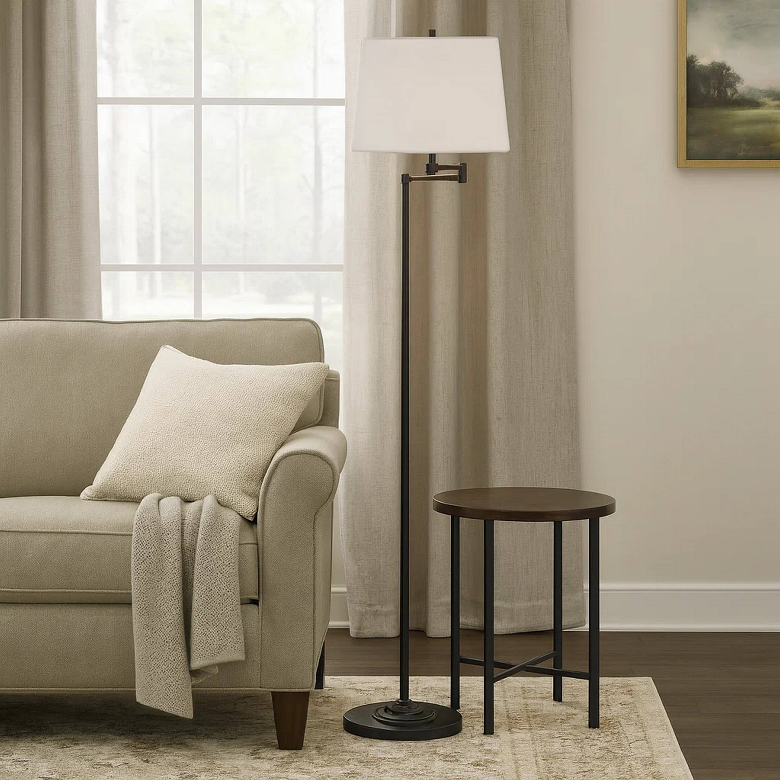 Alt View 2. Manhattan Lane - Tomi 63 Inch Floor Lamp, Double Swing Arm, Metal, Shade.