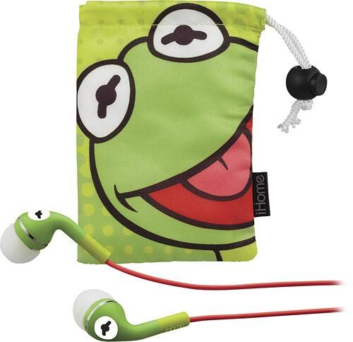 Front Standard. iHome - Disney Kermit the Frog Earbud Headphones.