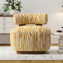 Anysun - Zebra-Striped Chenille Fabic Low Cylindrical Backrest Armchair with High-Quality Foam Cushion - Yellow