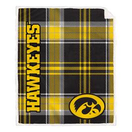 Pegasus - Iowa Hawkeyes 50" x 60" Playmaker Plaid Ultra Cozy Sherpa Throw - Multicolor