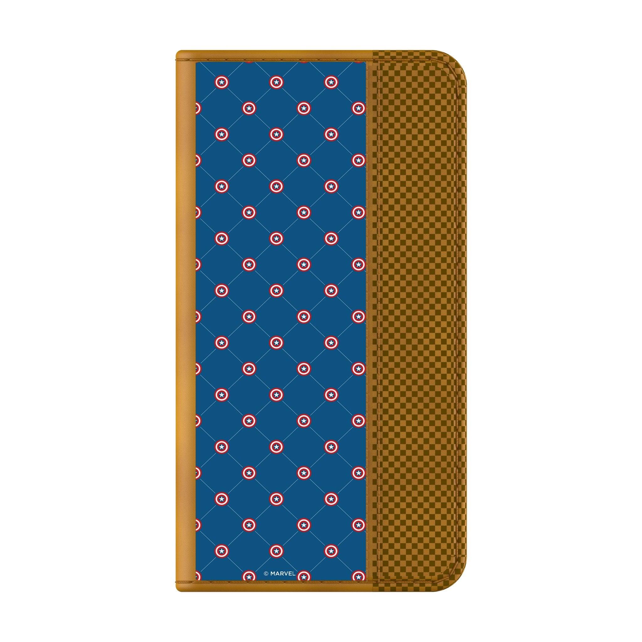 Angle. Keyscaper - Marvel Pattern Folio Phone Case - Samsung Galaxy S22 Plus - Captain America.