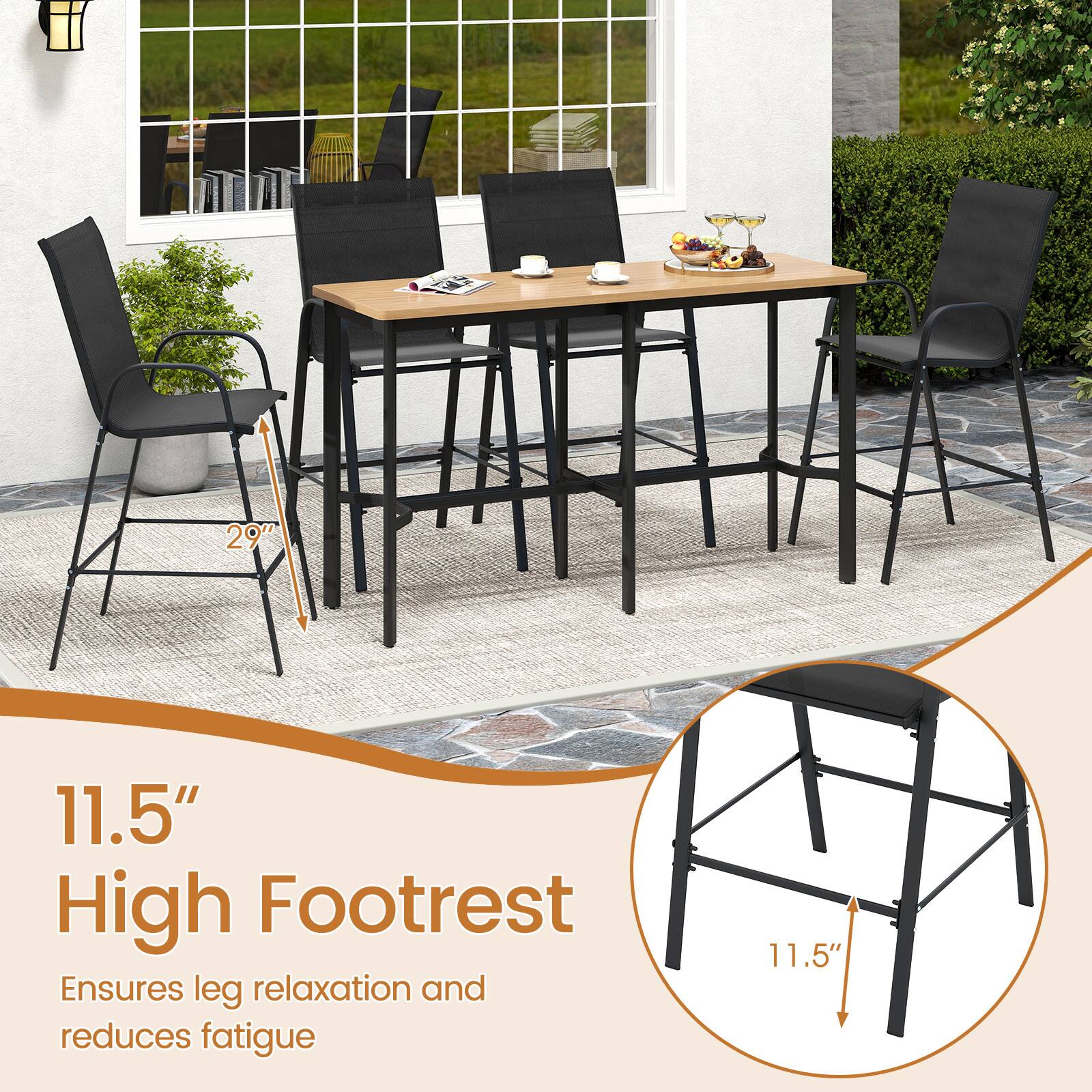 11.5" High Footrest  
Ensures leg relaxation and reduces fatigue