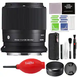 Sigma - 30mm f/1.4 DC DN Contemporary Lens for Canon RF Mount with Advanced Accessory and Travel Bundle | 30mm f1.4 canon - Black