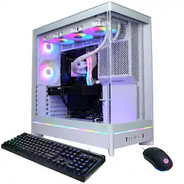 CyberPowerPC - Gaming Desktop - AMD Ryzen 9 9900X 2024 - AMD Radeon RX 9070 XT 16GB - 32GB DDR5 Memory - 2TB SSD Storage - White