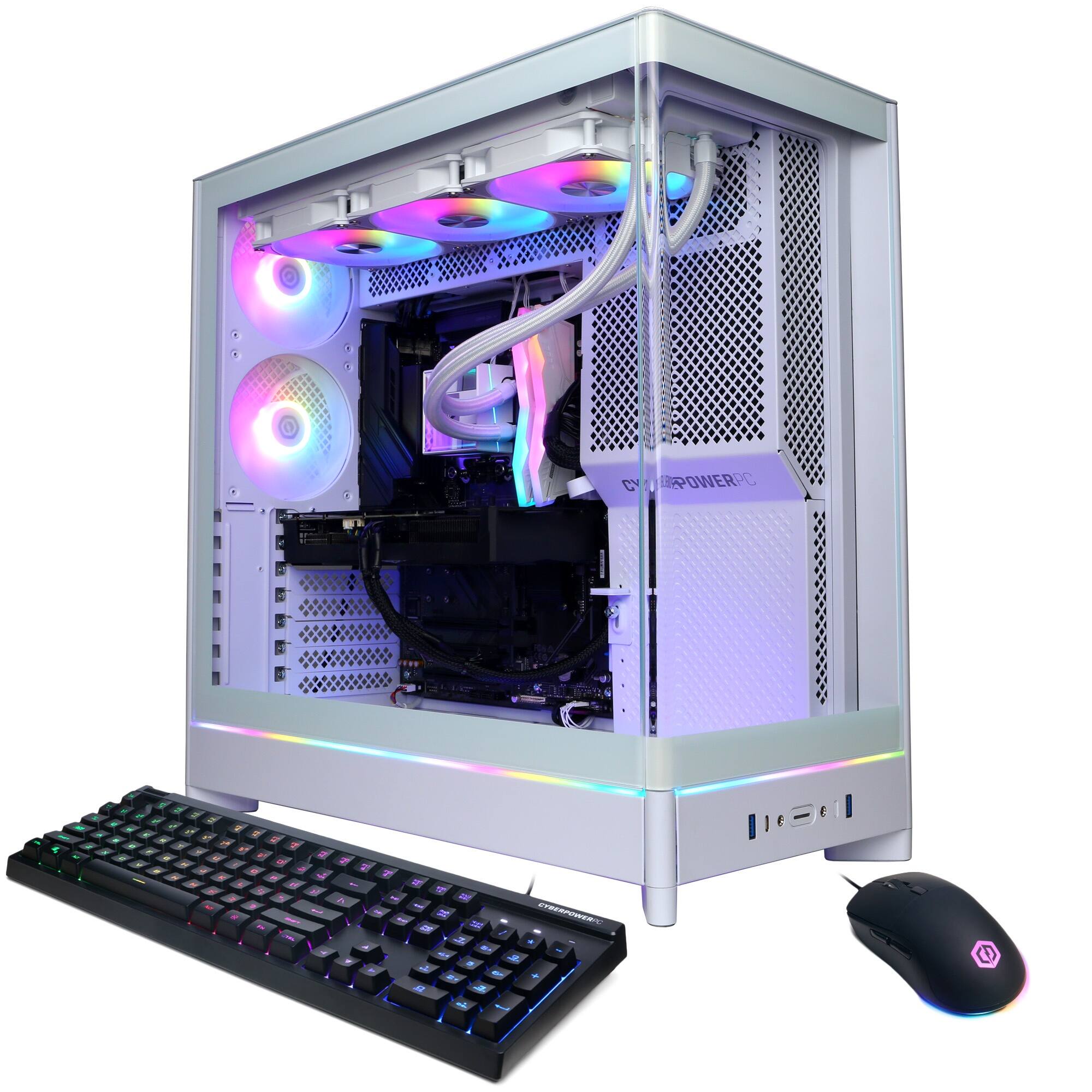 Front. CyberPowerPC - Gaming Desktop - AMD Ryzen 9 9950X3D 2025 - NVIDIA GeForce RTX 5070 Ti 16GB - 64GB DDR5 Memory - 4TB SSD Storage - White.