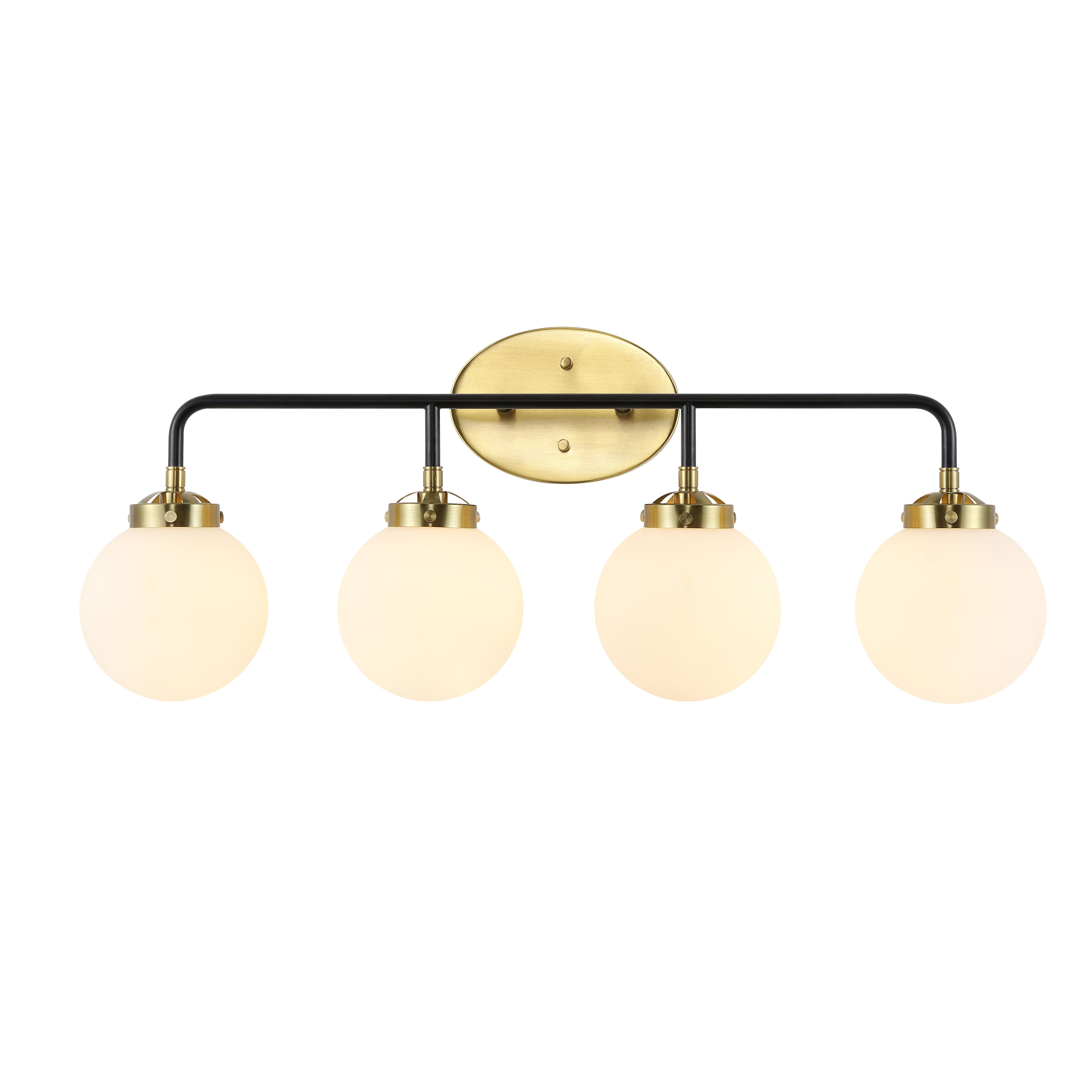 "Jonathan Y - Caleb 30.75"" 4-Light Contemporary Transitional Iron/Glass LED Vanity Light - Brass Gold/Black" price history on PriceWatchPro