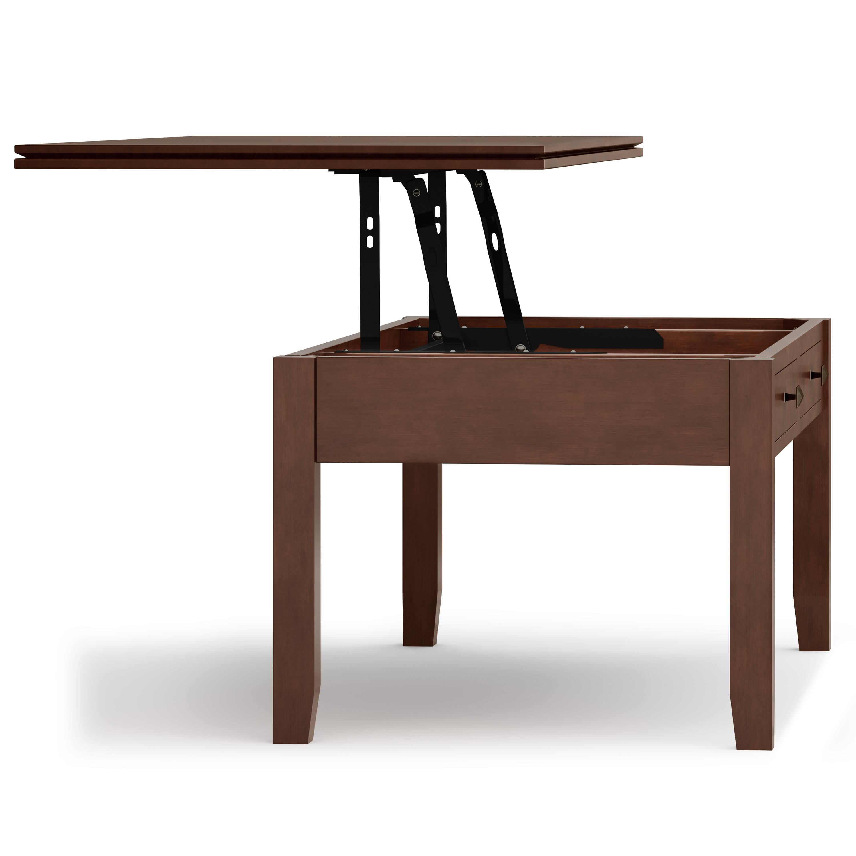 Back. Simpli Home - Artisan 46 inch Coffee Table with 14 inch End Tables (Set of 3) - Russet Brown.