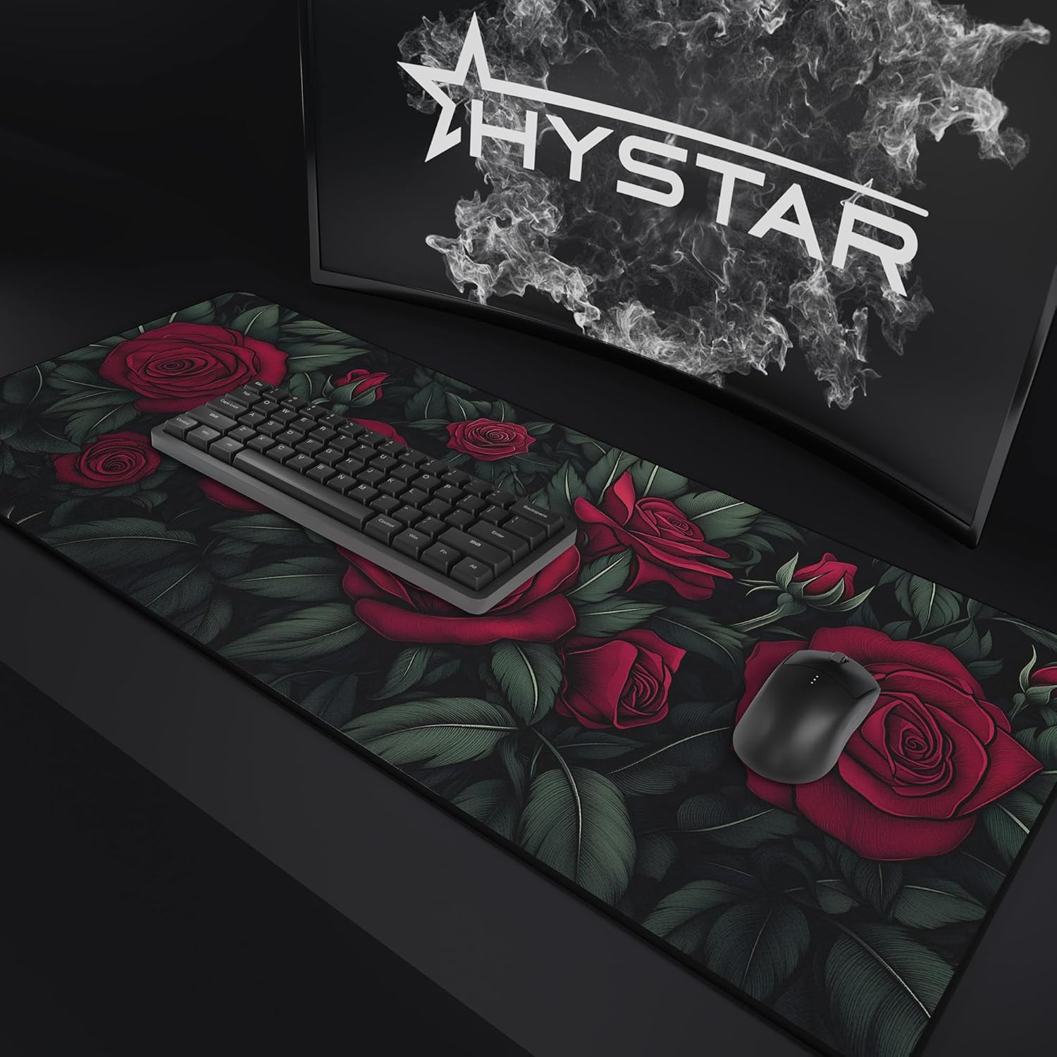 Alt View 5. Hystar - Extended Gaming Mouse Pad | XXXL 45" x 20" | 5mm Thick, Waterproof Surface, Polyester Fabric, and Rubber Base - Bloom.