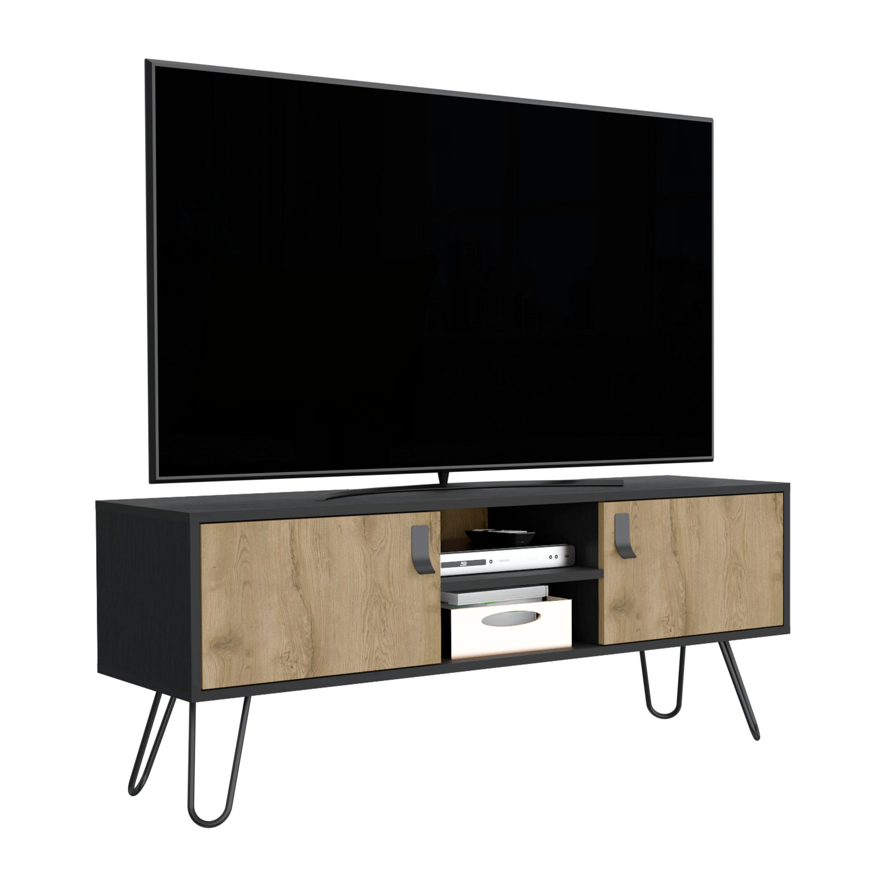 Alt View 2. APRILSOUL - Legs TV Rack Media Center 2 Door BlackMacadamia - Gray.