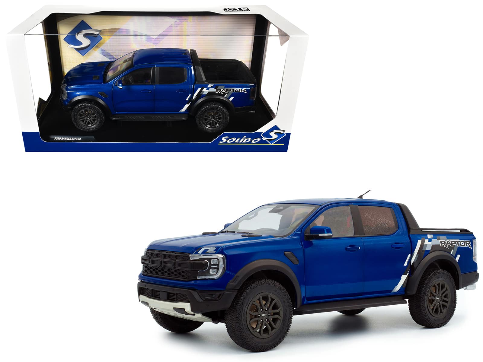 2024 Ford Ranger Raptor Pickup Truck Blue Lightning Metallic 1/18 Diecast Model Car by Solido price history on PriceWatchPro