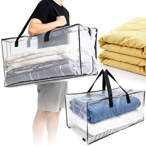 Front. Vulpecula Spade - Extra Large Moving Bags - Heavy Duty Clear Tote Bag for Storage and Organization with Smooth Zipper and Strong Handle - ‎green.