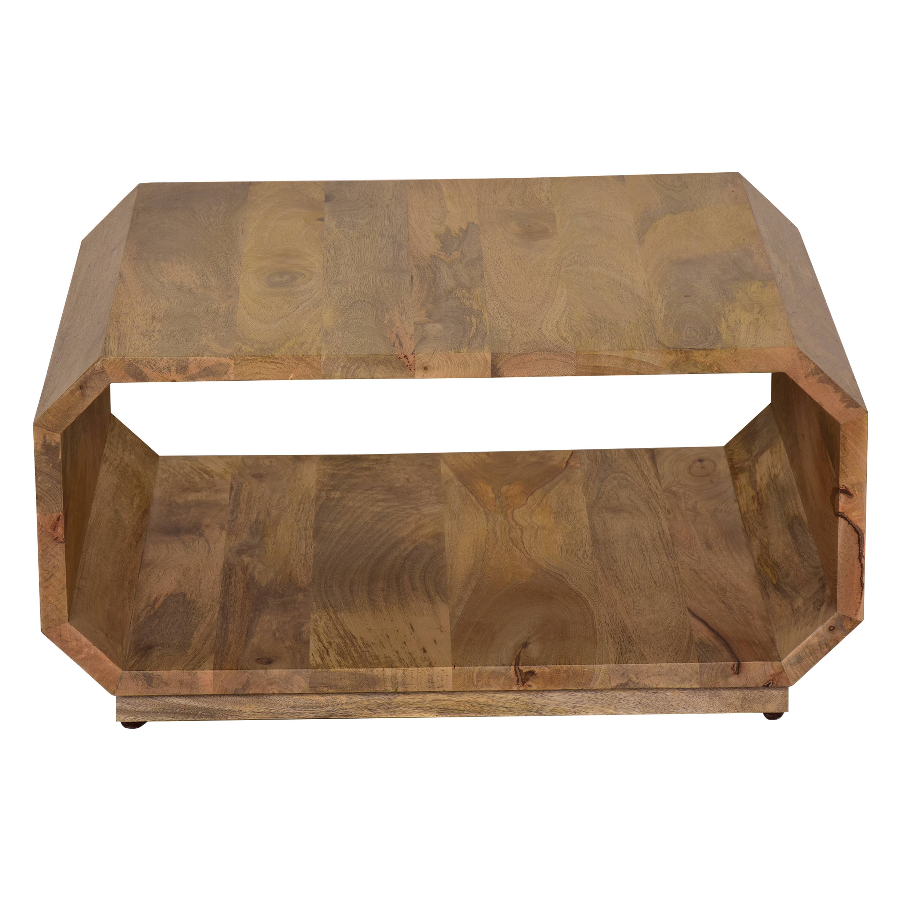 Alt View 1. Manhattan Lane - 30 Inch Coffee Table, Handcrafted Hollow Cube Shape - Brown.