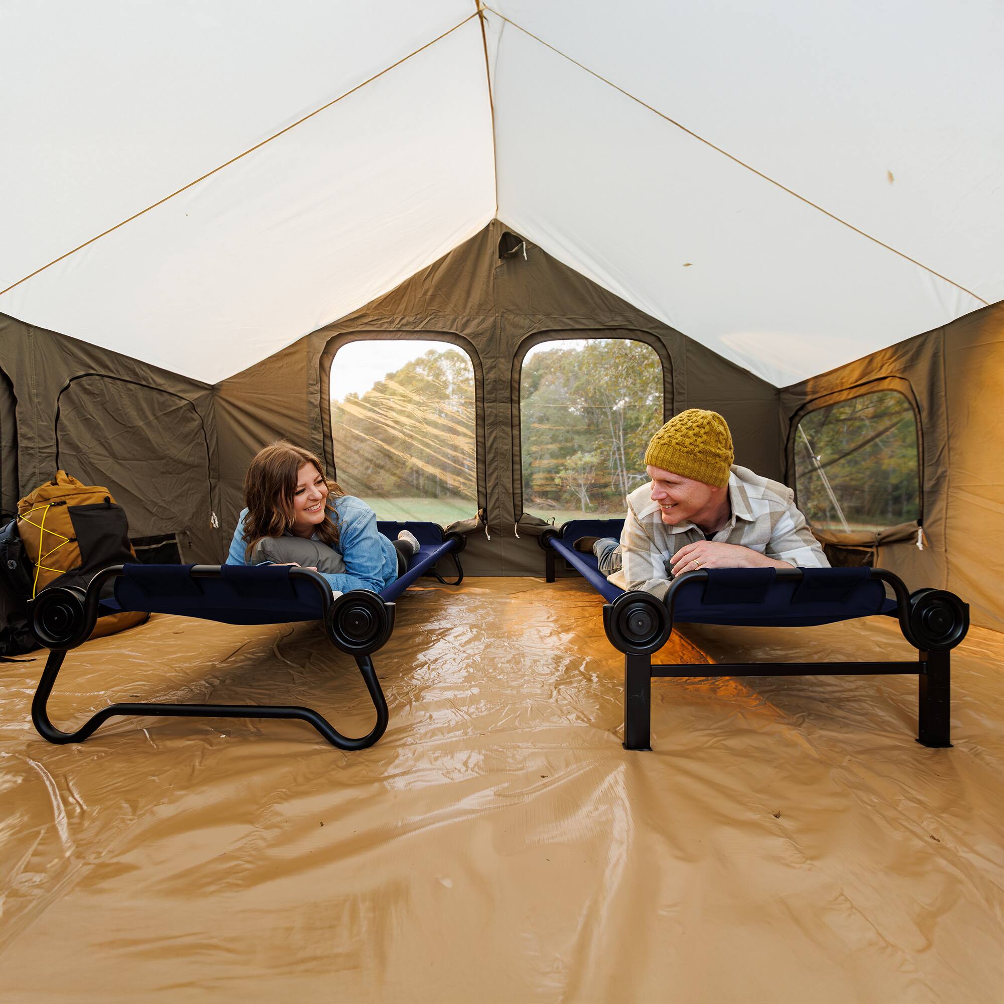 Alt View 8. Disc-O-Bed - Disc-O-Bed Large Outdoor Convertible 2 Person Portable Camping Bunk Cots, Navy - Navy.