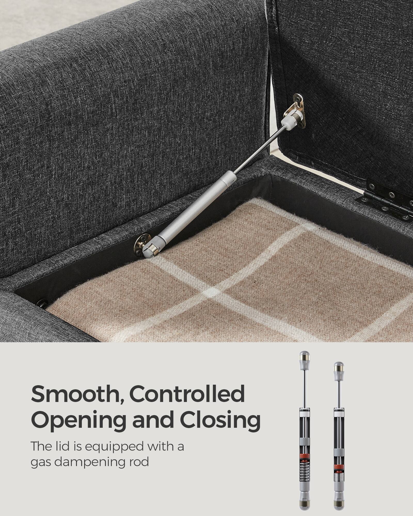 Smooth, Controlled Opening and Closing  
The lid is equipped with a gas dampening rod