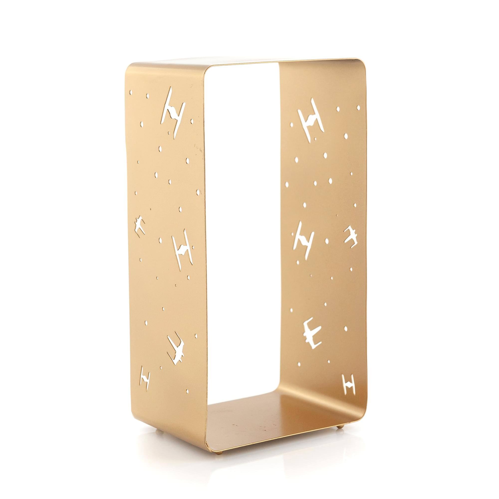 Front. Star Wars - Star Wars Gold Stamped Lantern | X-Wing & TIE Fighter Battle | 11.5 Inches Tall - Gold.