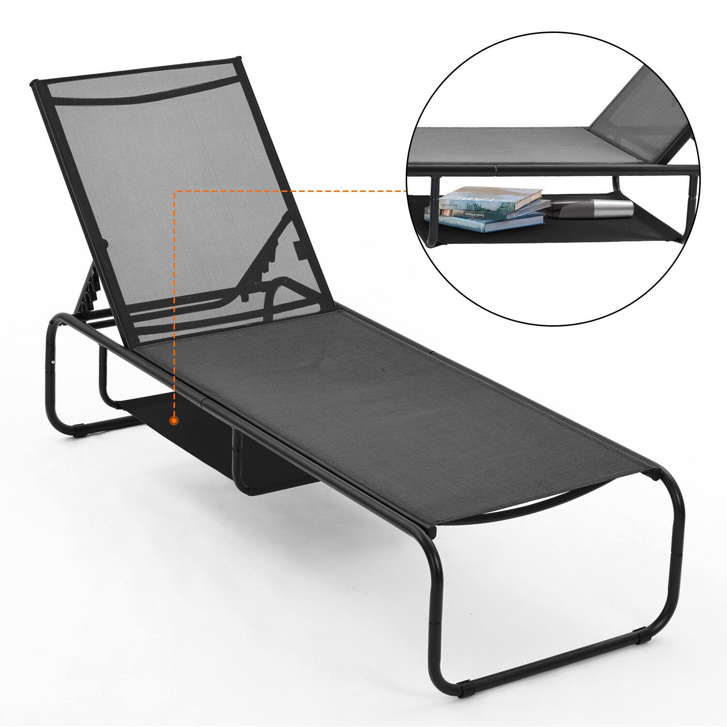 Left. Ainfox - Ainfox 2 Set Patio Lounge Chair Chaise Lounge for Patio, Beach, Pool Grey Brown - Black.