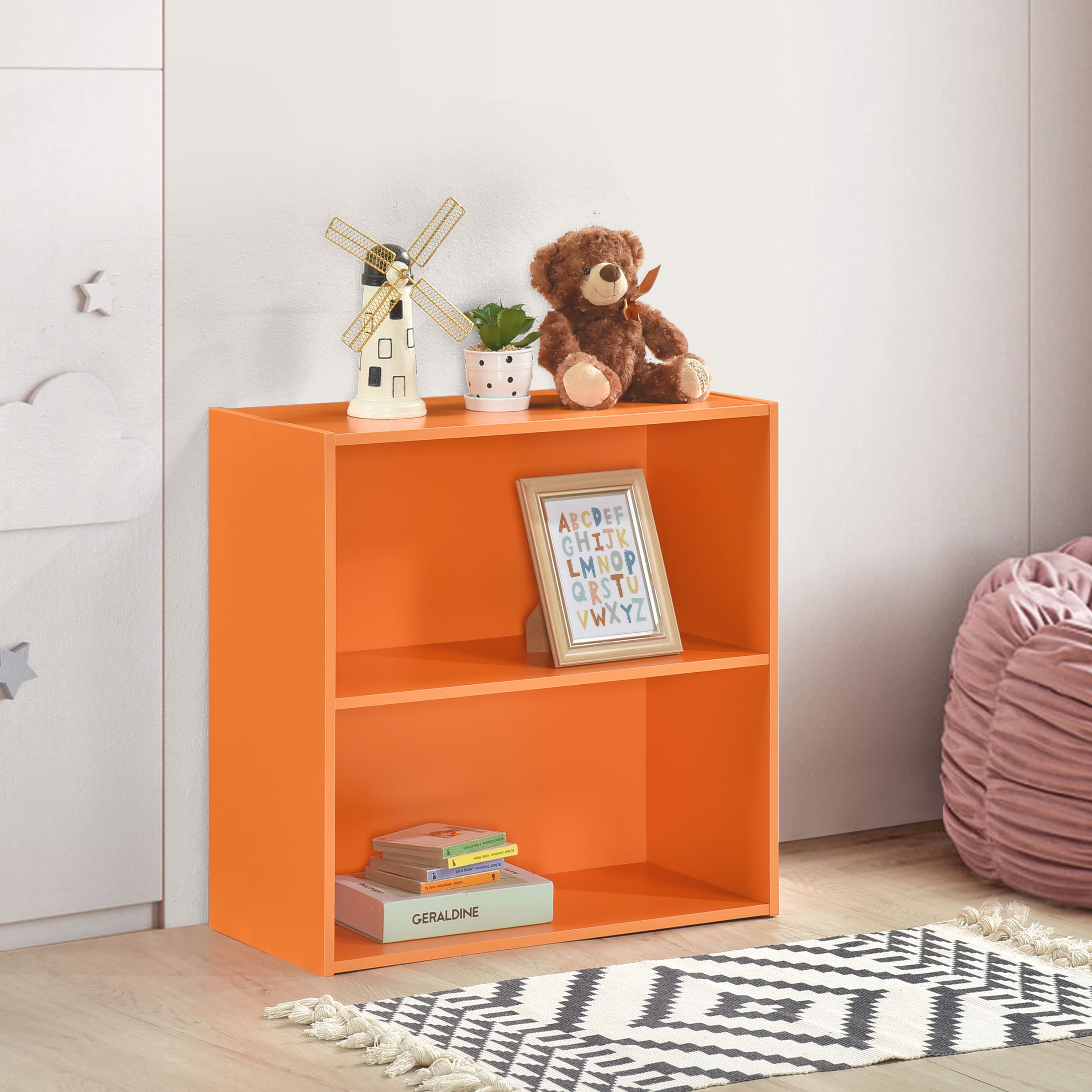 Kings Brand Furniture - George 2-Tier Bookcase - Orange