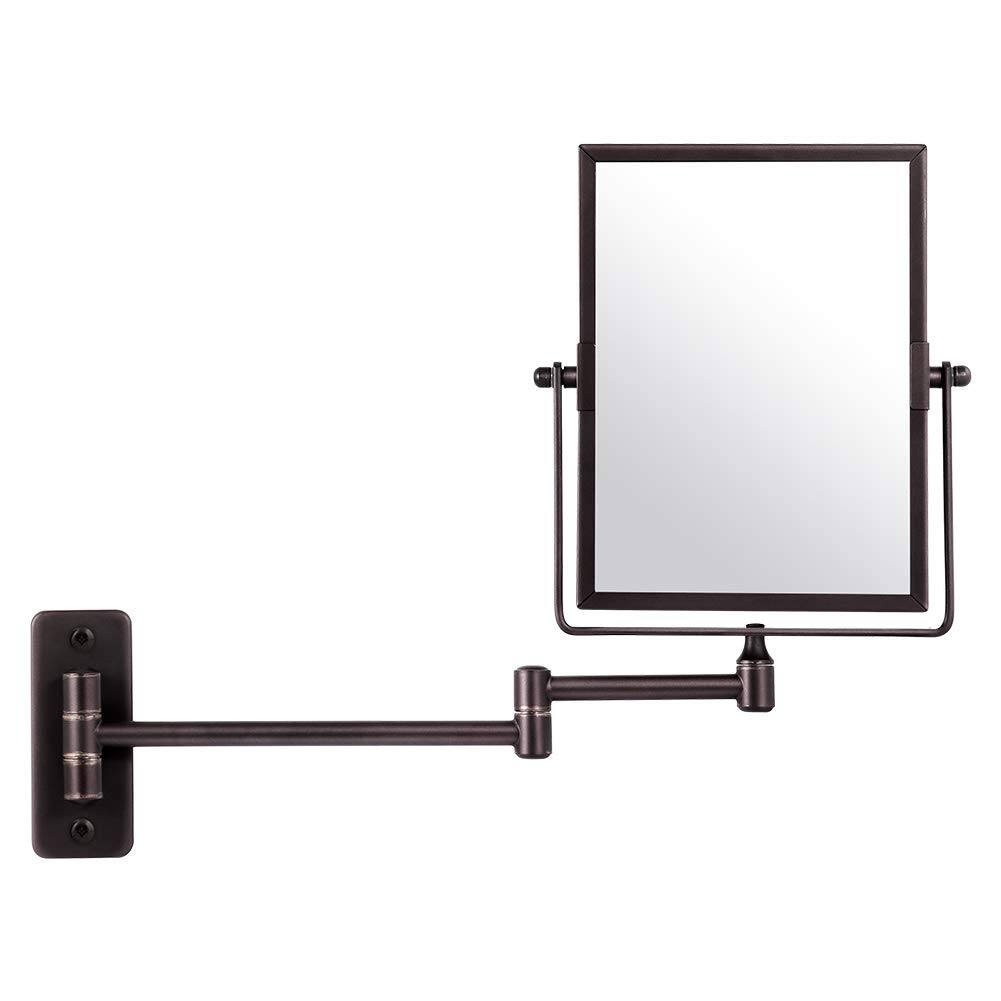 Left. Comfort Essence - QiMH Wall Mounted Makeup Vanity Mirror Rectangular 3X Magnifying with Extendable Arm Bronze Double-Sided ... - Default.