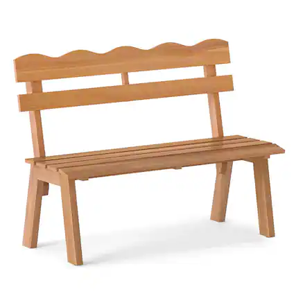 Front. Costway - Costway Outdoor Wood Bench with Ergonomic Backrest Solid Acacia Wood 800 lbs Weight Support - Natural.