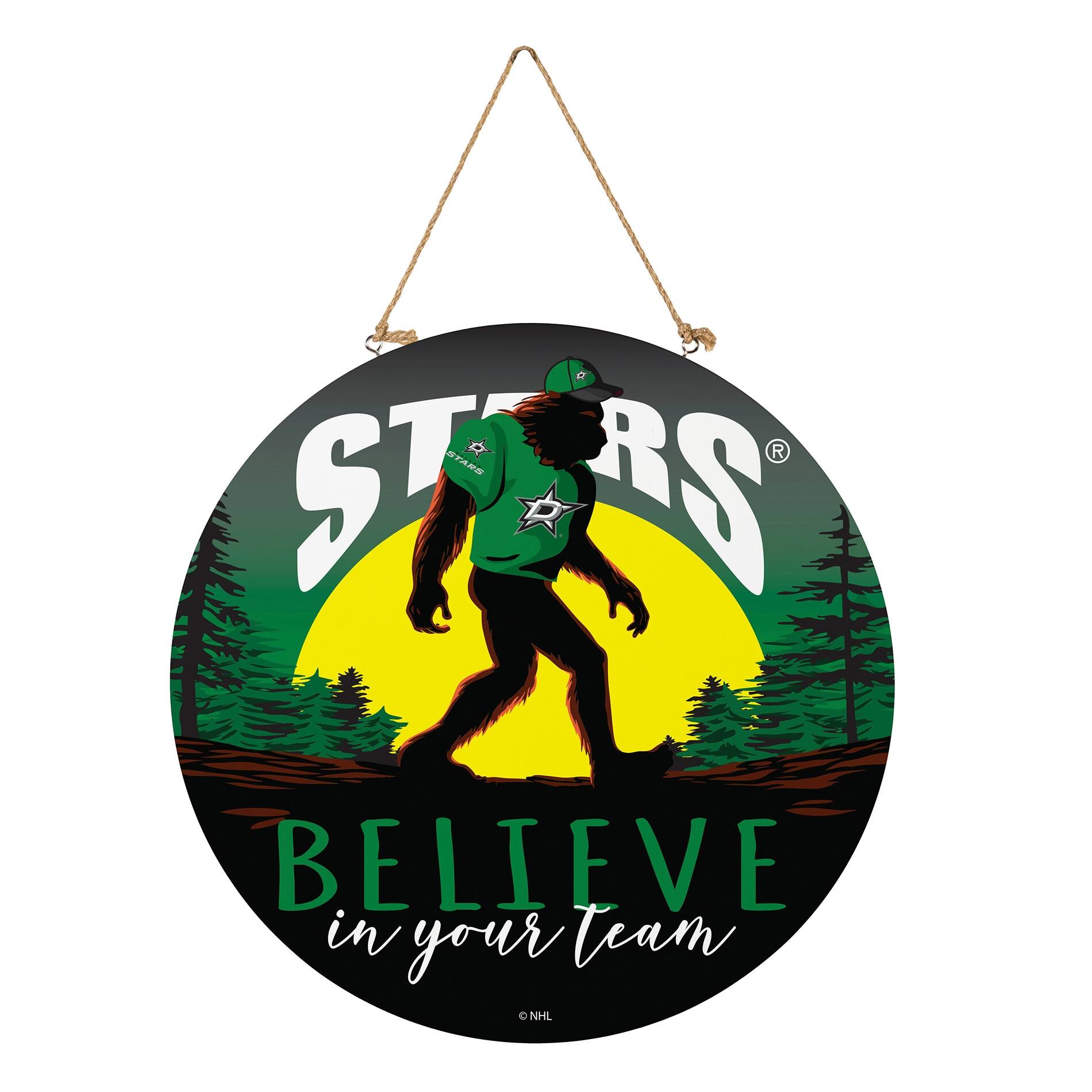 Dallas Stars 18" Bigfoot "Believe in Yourself" Team Logo Wood Round Door Sign