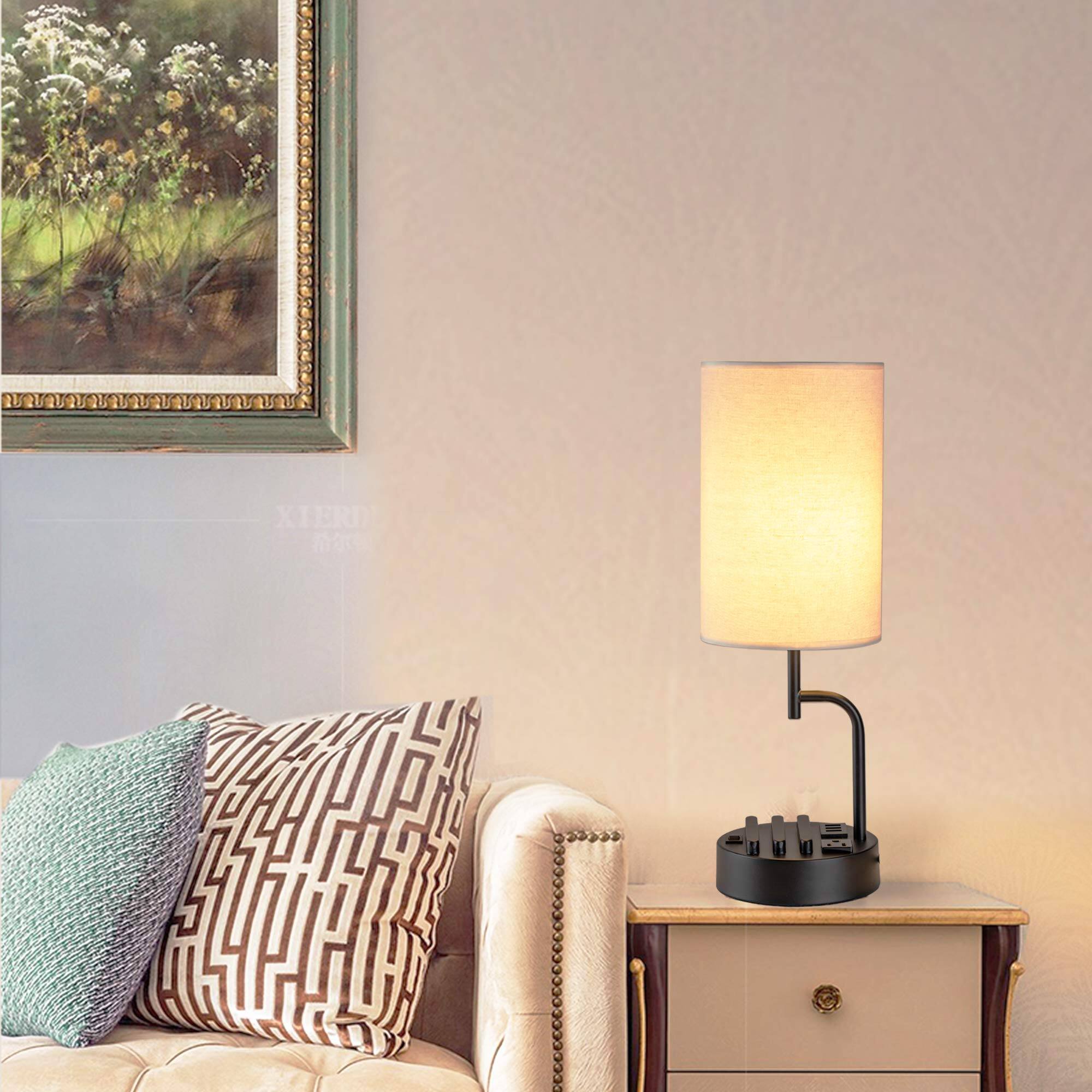 Alt View 6. Reds Spade - Dreamholder Table Lamp USB Charging Ports Modern Desk Lamp Outlet Phone Stands Perfect Bedside Lamp THREE - Black.