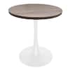 Front. LeisureMod - Bristol 27" Modern Round Dining Table with MDF Wood Top - Sleek Steel Pedestal Base - MDF - Light Natural.