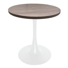 LeisureMod - Bristol 27" Modern Round Dining Table with MDF Wood Top - Sleek Steel Pedestal Base - MDF - Light Natural