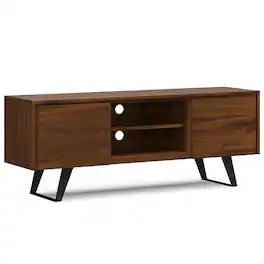 Simpli Home - Lowry 63 inch Wide Modern Industrial TV Media Stand For TVs up to 70 inches - Walnut