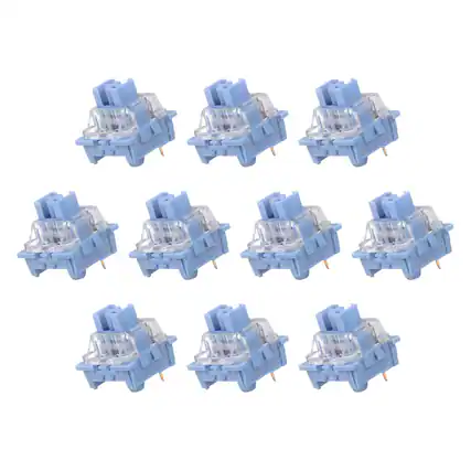 Front. Unique Bargains - 10pcs Keyboard Switches (3-Pin 50gf) Dustproof Pre-Lubed Tactile Linear Switch Replacement for MX Mechanical Keyboard - Light Blue.