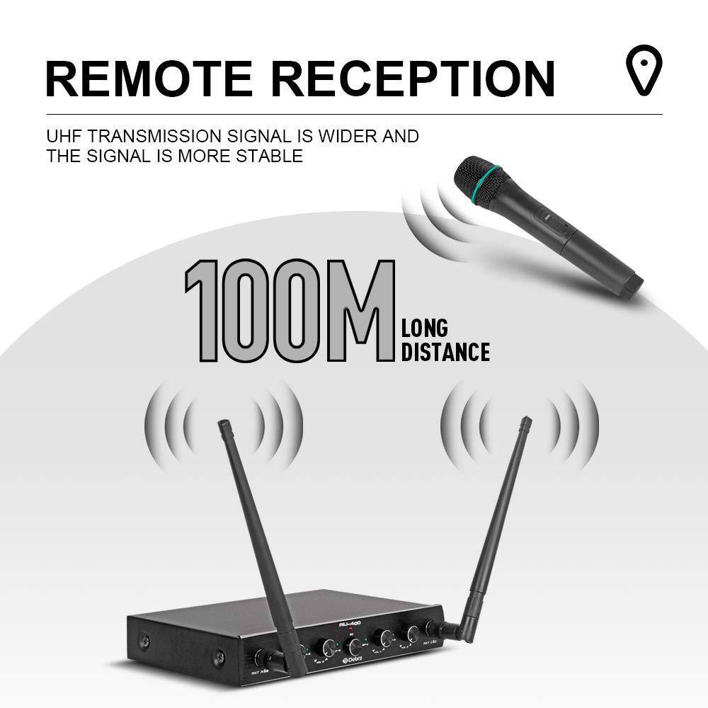 REMOTE RECEPTION

UHF TRANSMISSION SIGNAL IS WIDER AND THE SIGNAL IS MORE STABLE

100M LONG DISTANCE