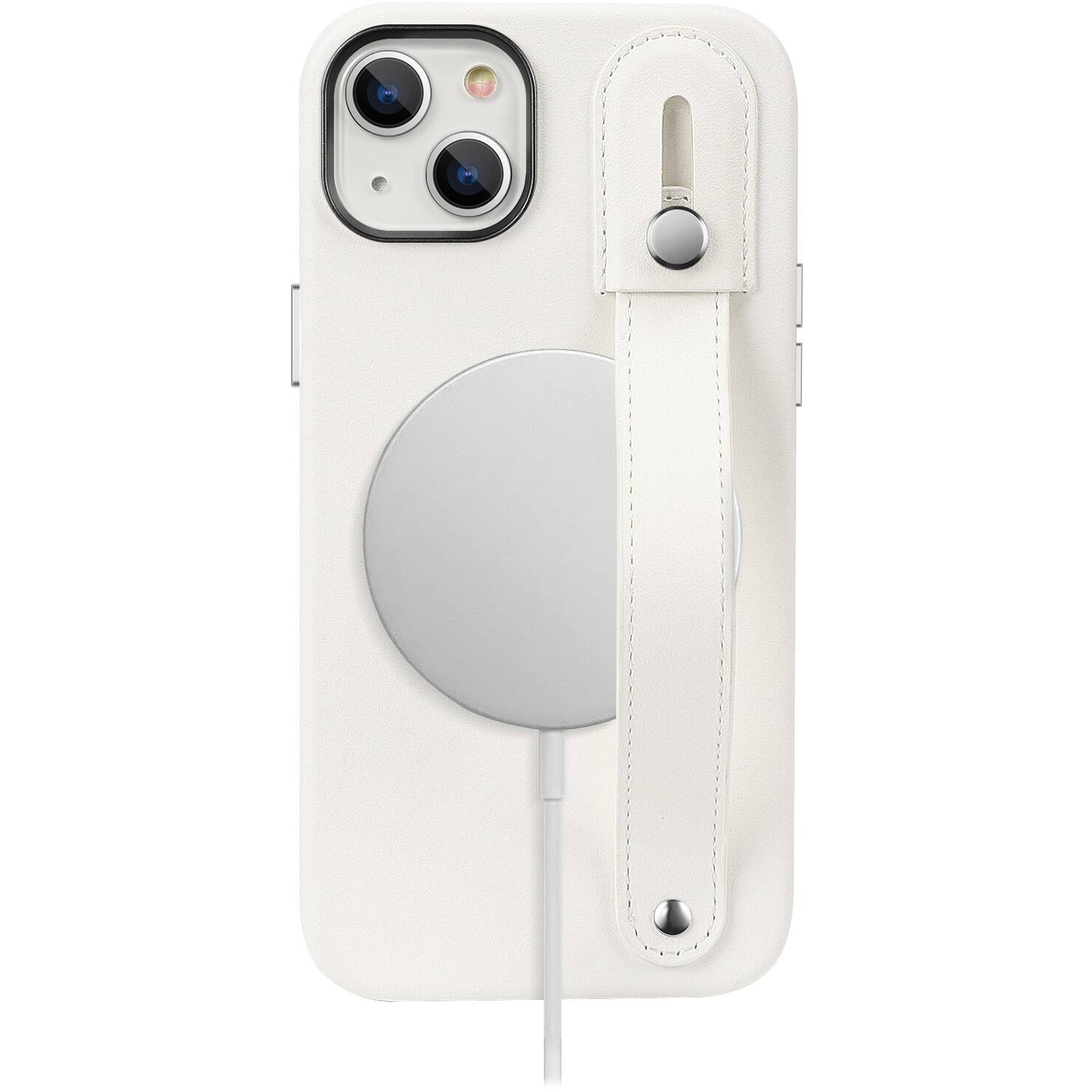 Alt View 16. SaharaCase - FingerGrip Series Genuine Leather Case with MagSafe for Apple iPhone 15 Plus - White.