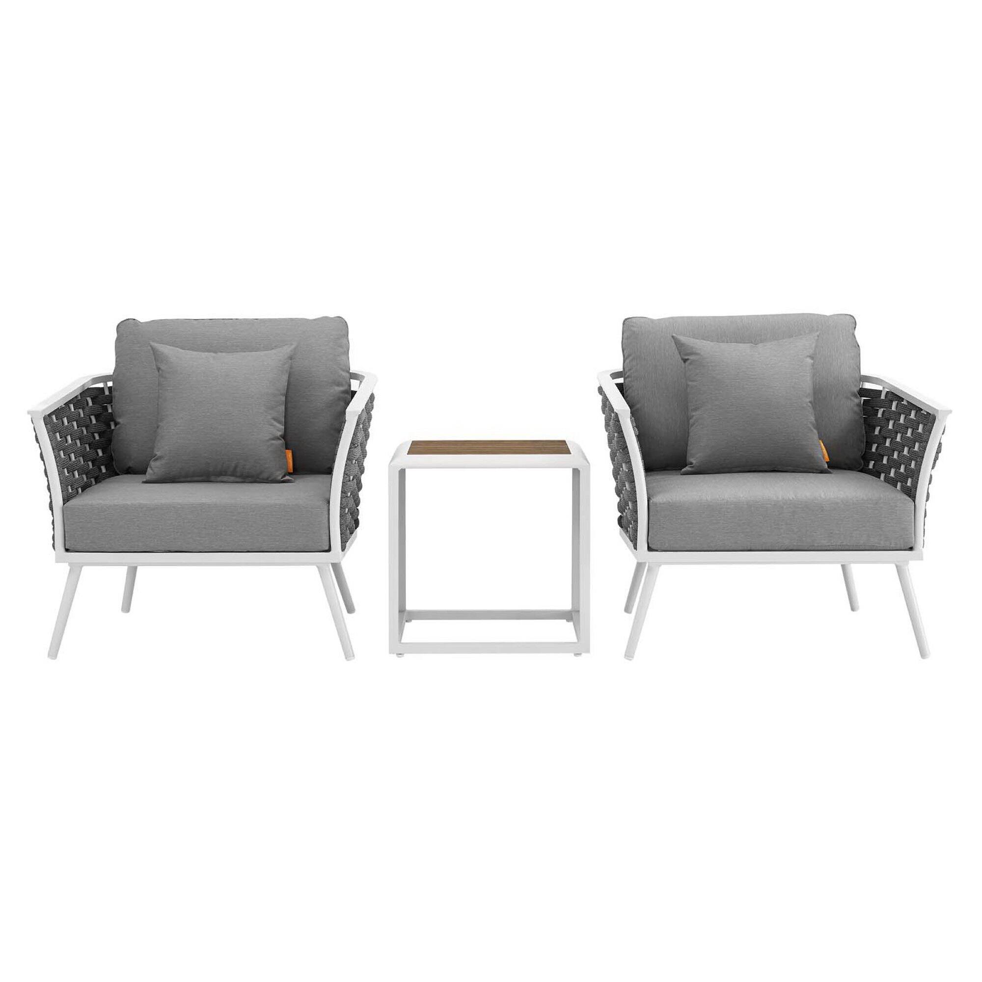 Left. Modway - Stance 3-Piece Outdoor Patio Seating Set - White Gray.