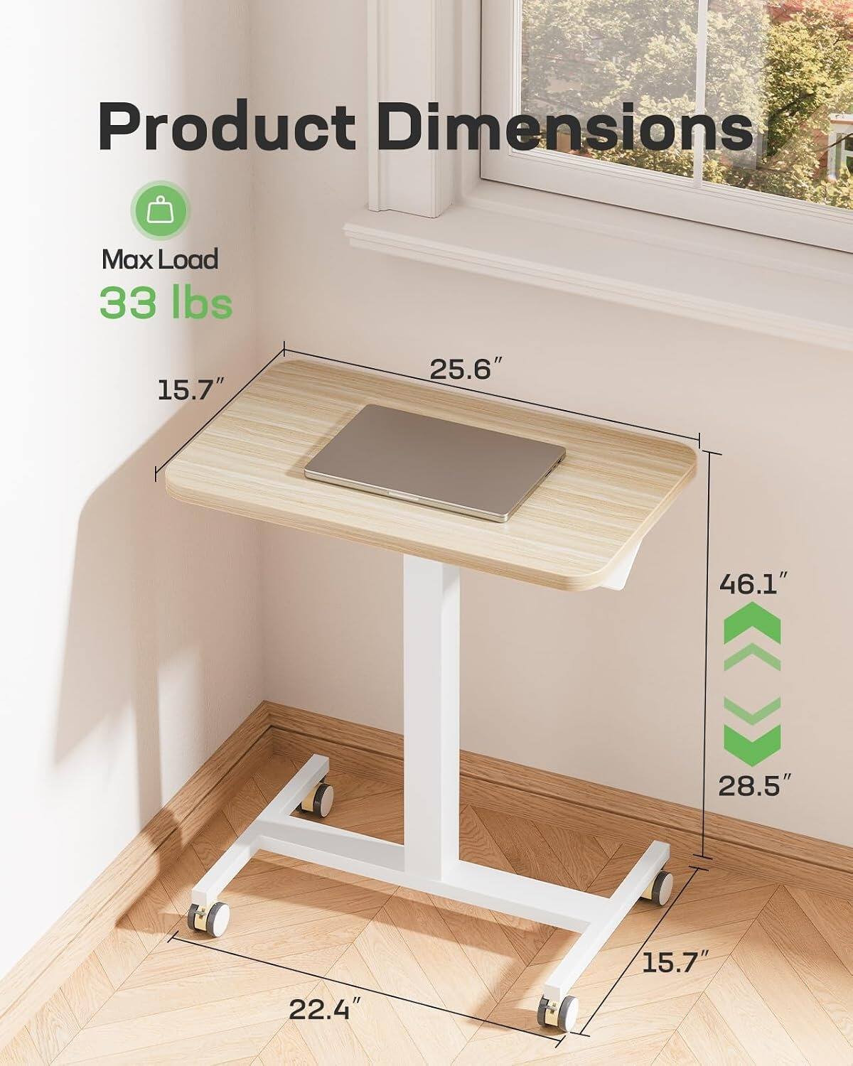 Product Dimensions  
Max Load 33 lbs  
15.7"  
25.6"  
46.1"  
28.5"  
22.4"  
15.7"