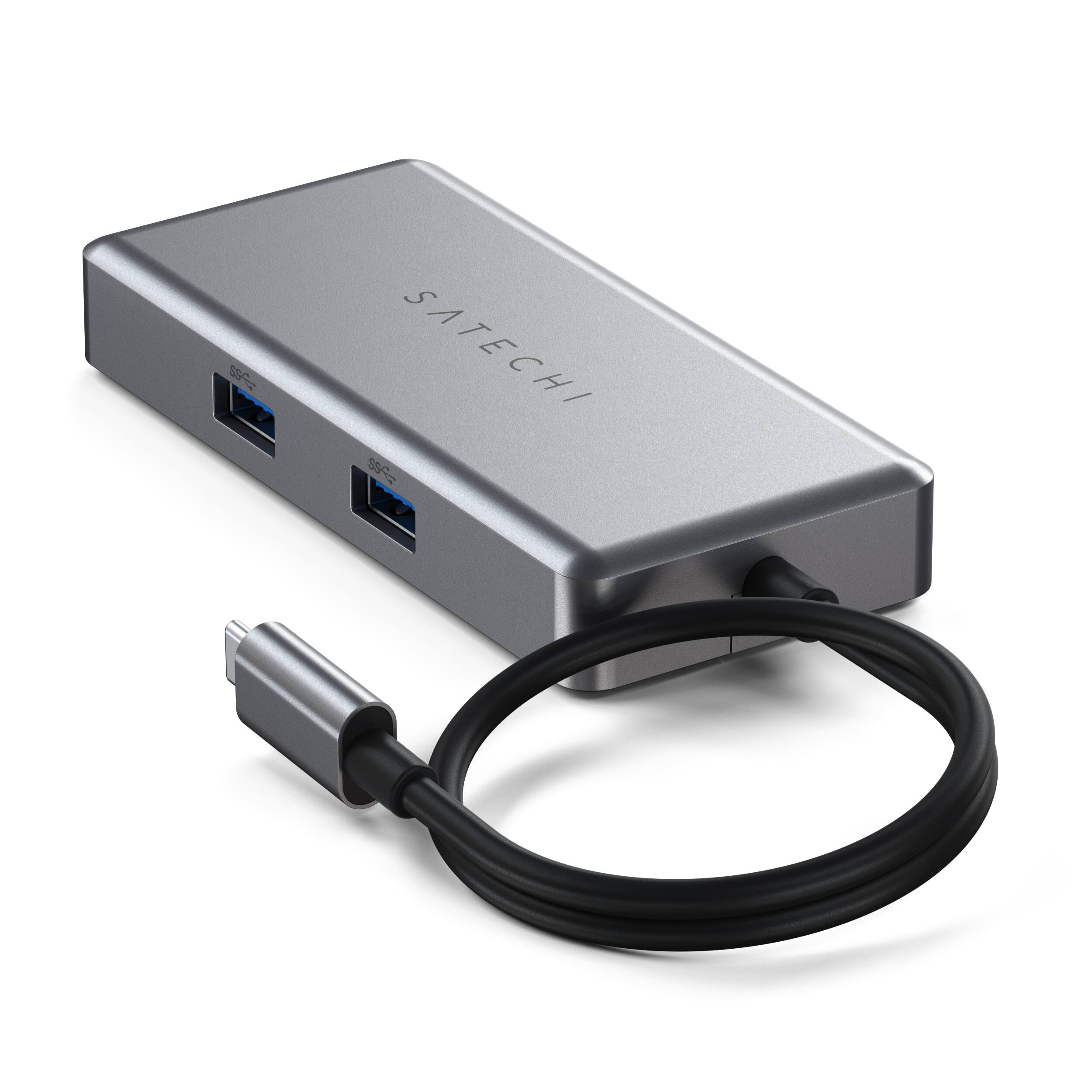 Alt View 11. Satechi - 5-port USB-C Multiport for Chromebook with Gigabit Ethernet, 4K HDMI (60Hz), USB-C PD charging (96W) and 2 USB-A 3.0 - Space Gray.