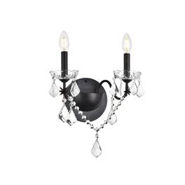 Elegant Lighting - St. Francis 2 light Wall Sconce Clear Royal Cut Crystal - Dark Bronze