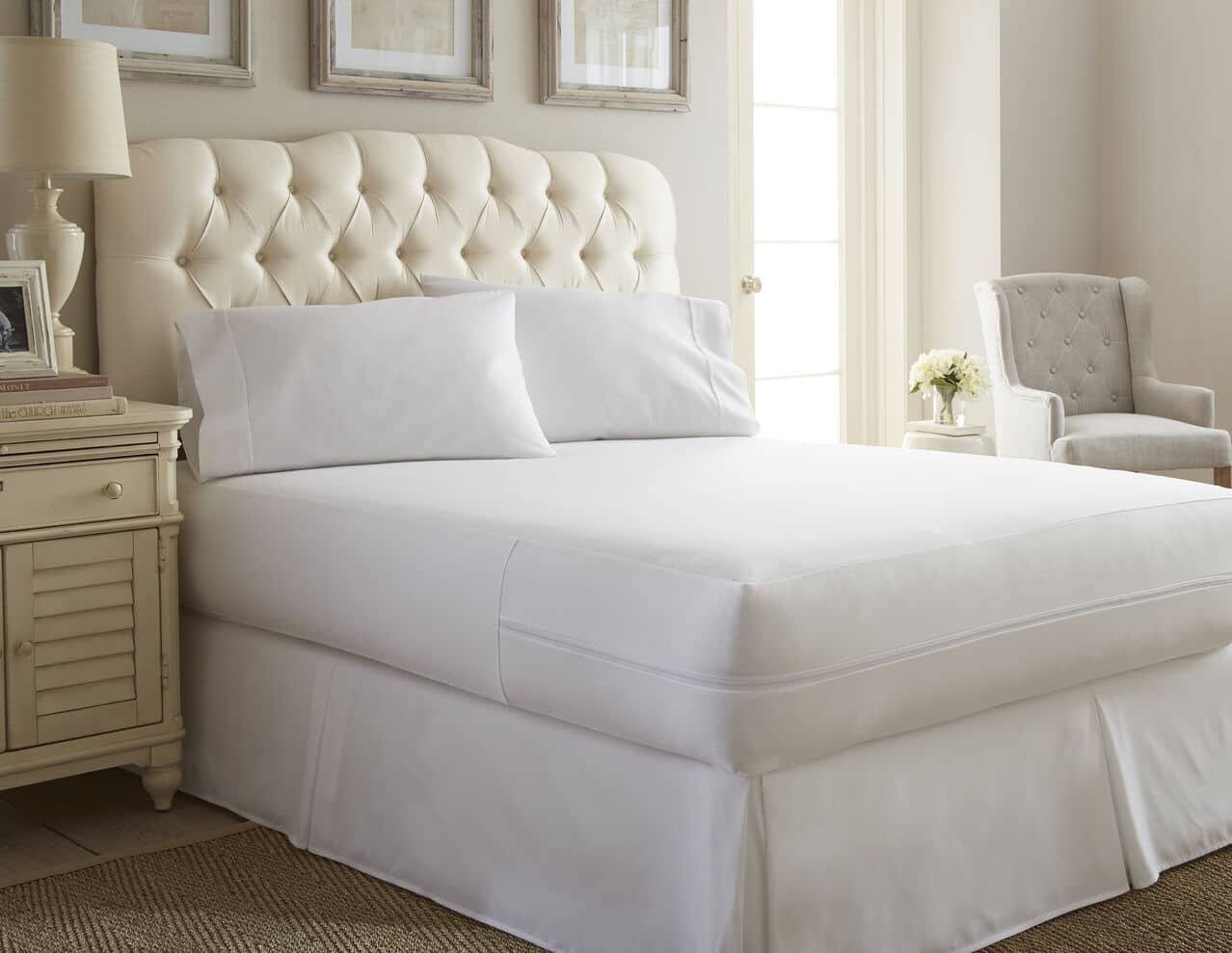 Comfort Essence - Bed Mattress Protector Queen Bed - White