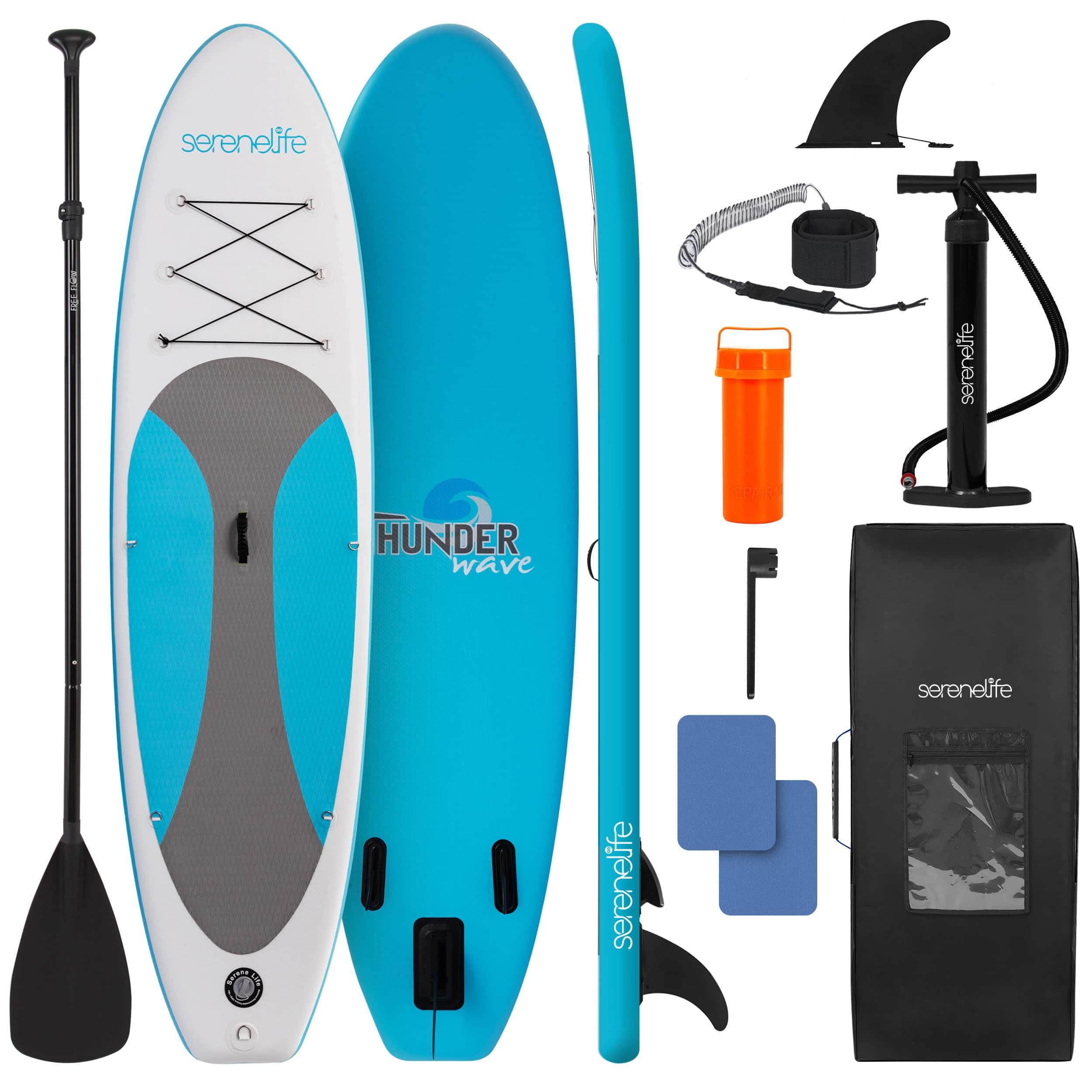 SereneLife - 10’ Inflatable Stand Up Paddle Board w/Premium SUP Accessories - 32” Wide w/Non-Slip EVA Deck Pad - Black price history on PriceWatchPro