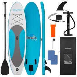 SereneLife - 10’ Inflatable Stand Up Paddle Board w/Premium SUP Accessories - 32” Wide w/Non-Slip EVA Deck Pad - Black