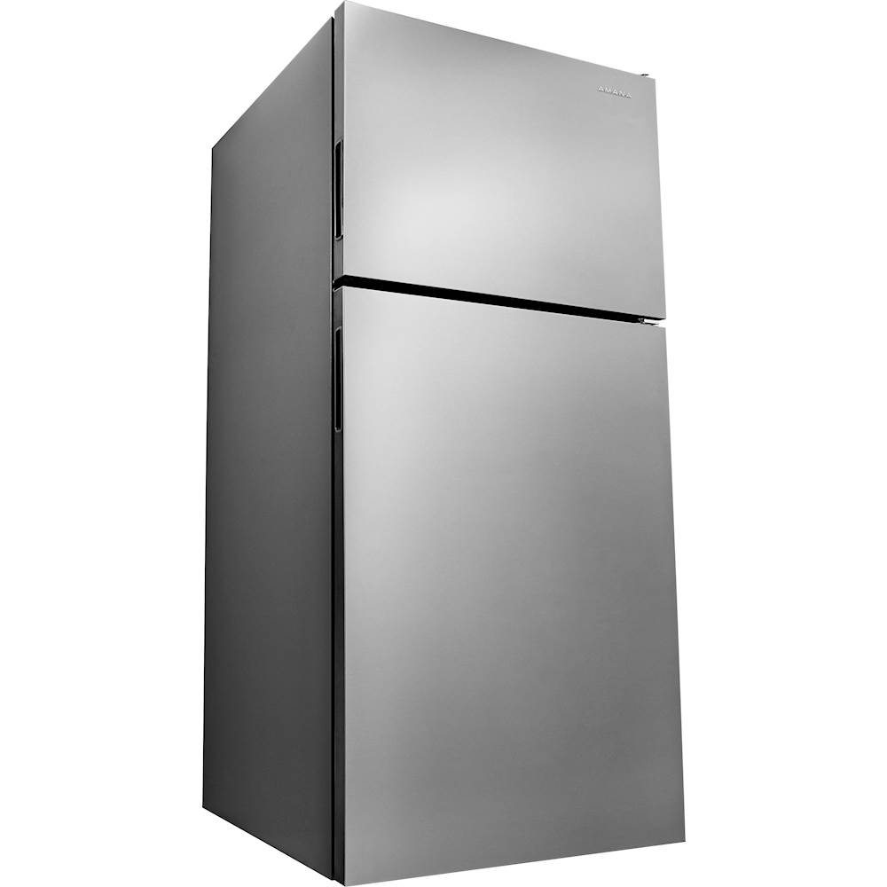 Angle View: Amana - 18.2 Cu. Ft. Top-Freezer Refrigerator - Stainless steel