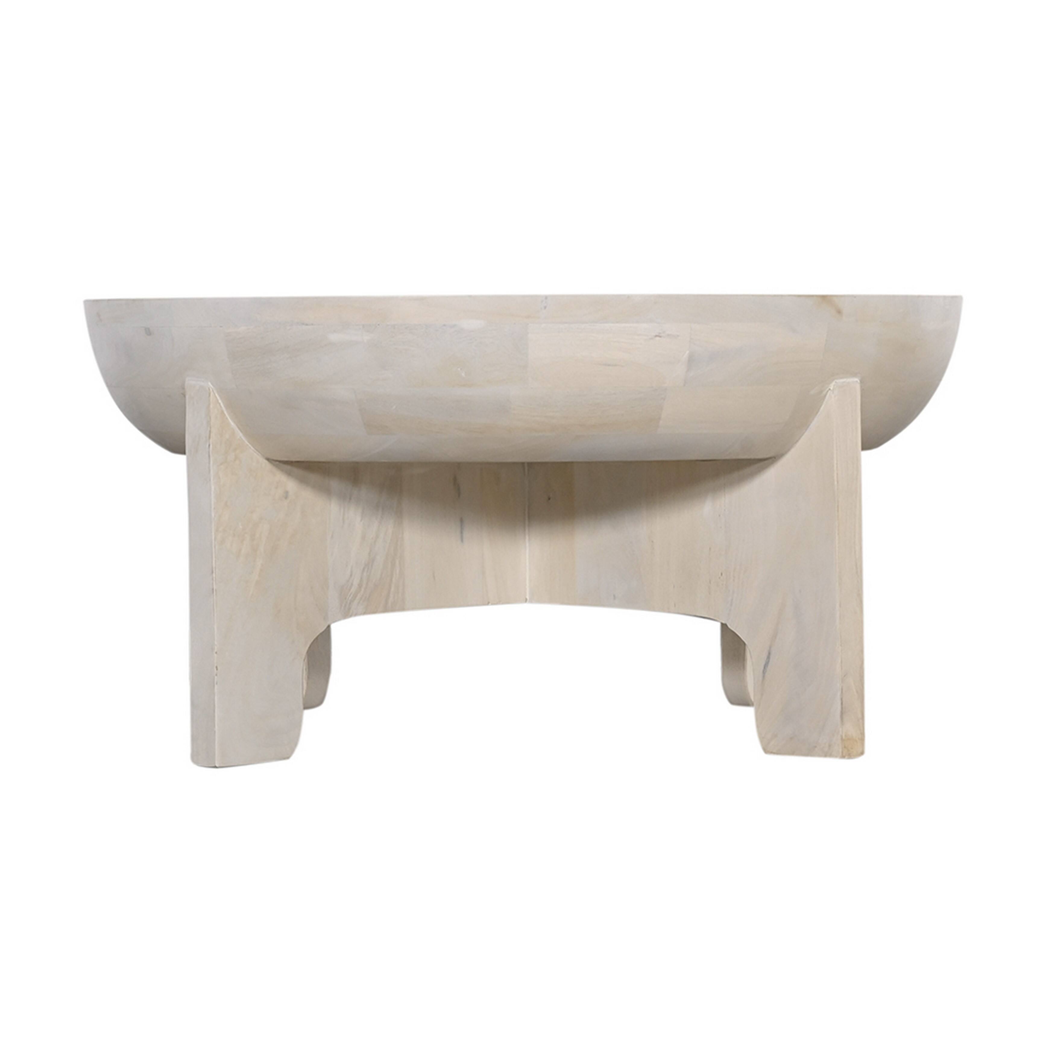 Alt View 2. Manhattan Lane - Tomas 32 Inch Coffee Table, Mango Wood Drum Top - White.