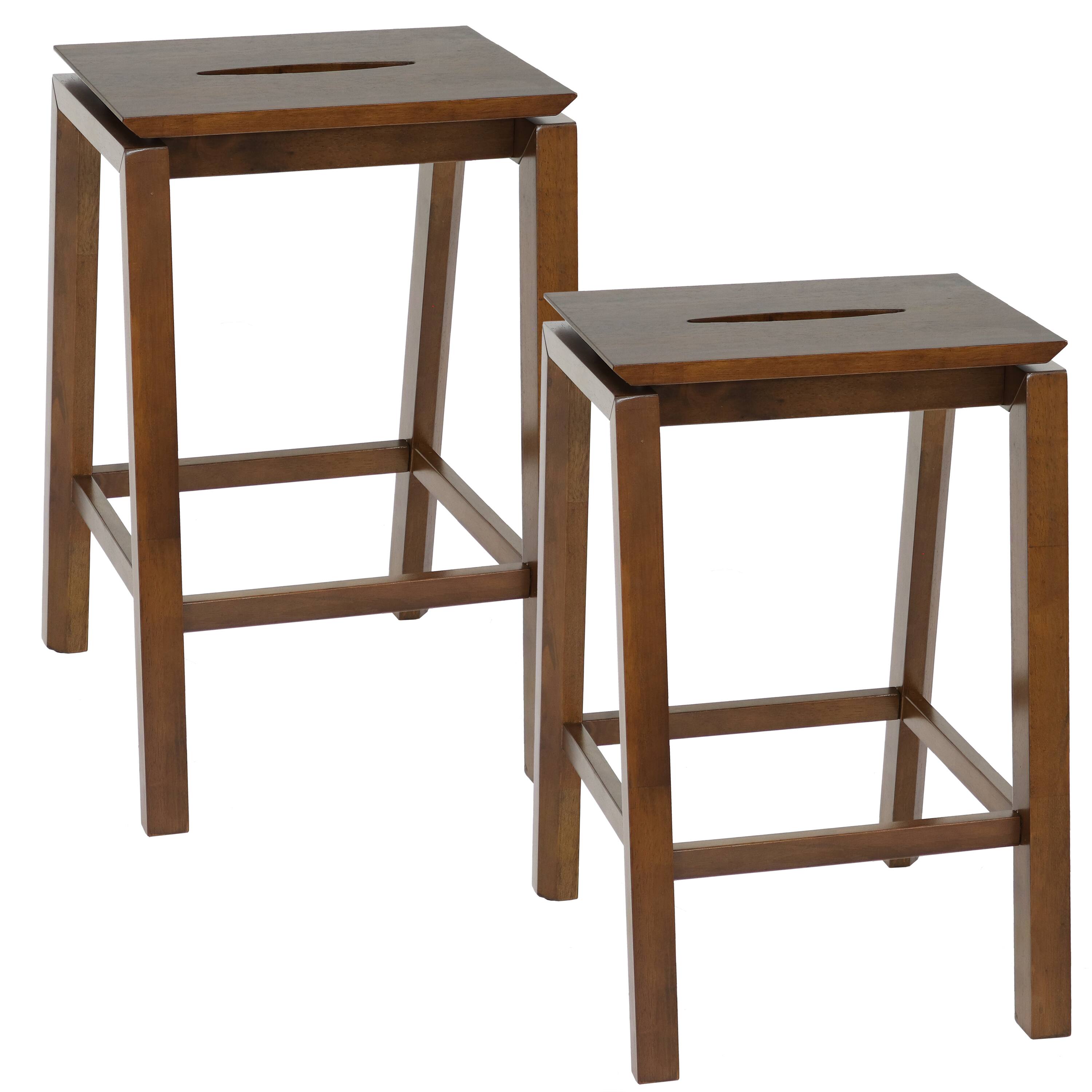 Front. Sunnydaze - Modern Wooden Counter-Height Stools - Set of 2 - Dark Walnut.