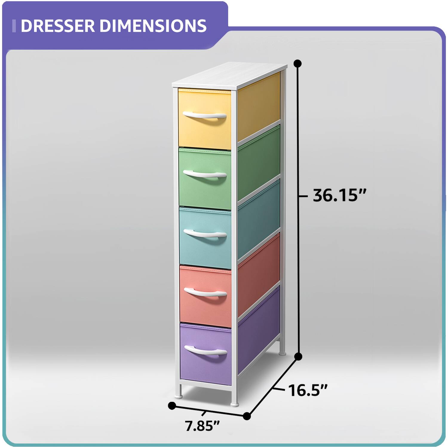 DRESSER DIMENSIONS  
36.15" x 16.5" x 7.85"
