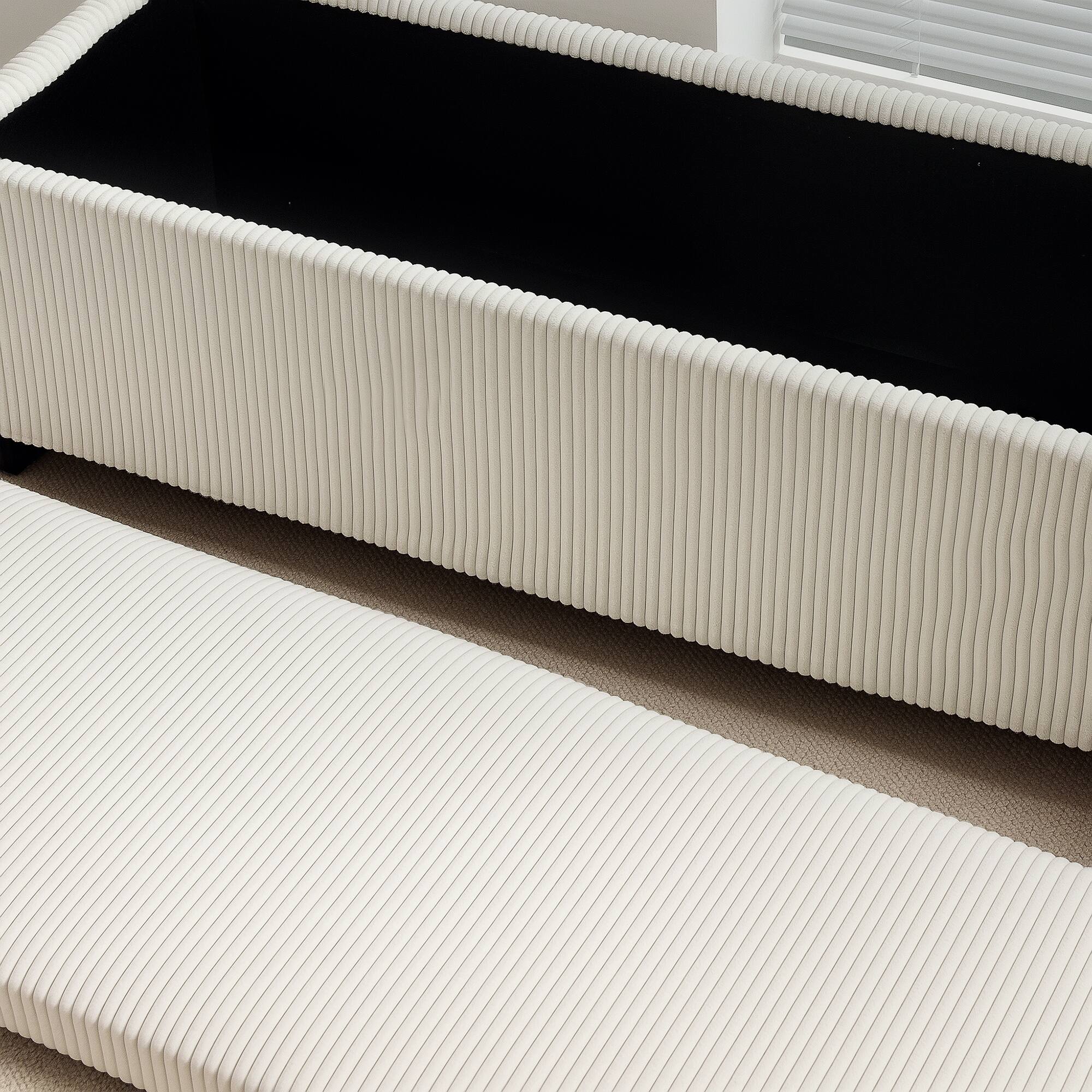 Alt View 8. Homcom - 44 Inches Storage Ottoman Bench, Foot Rest with Removable Lid, End of Bed Bench, Padded Seat, for Living Room, Bedroom - Beige.