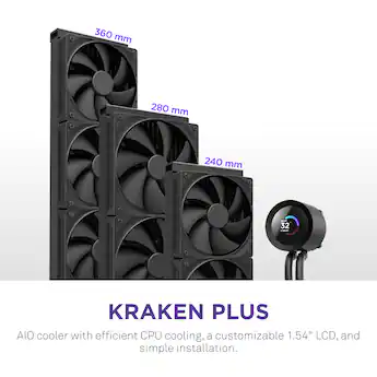 NZXT Kraken Plus 360mm Radiator CPU Liquid Cooler (3 x 120mm F120P NZXT Kraken Plus 360mm Radiator CPU Liquid Cooler (3 x 120mm F120P