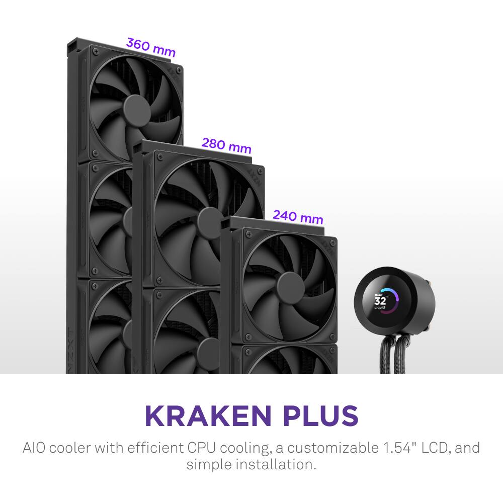NZXT Kraken Plus 360mm Radiator CPU Liquid Cooler (3 x 120mm