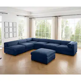 Anysun - 6-Piece Chenille Modular Sectional Sofa with Storage - Contemporary Cylindrical Design for Living Room. - Blue