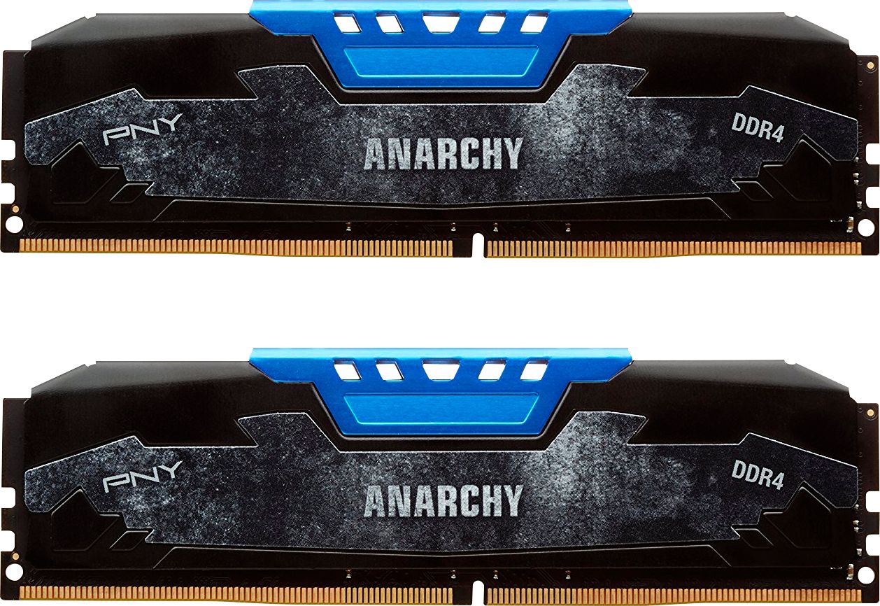 PNY - Anarchy 16GB (2PK x 8GB) 2.4 GHz DDR4 DIMM Desktop Memory Kit - Blue - 9.99